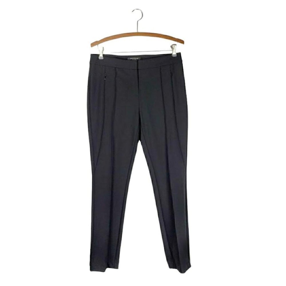 Lafayette 148 Acclaimed Stretch Ankle Pants Black Pintuck Pleat Womens Size 4